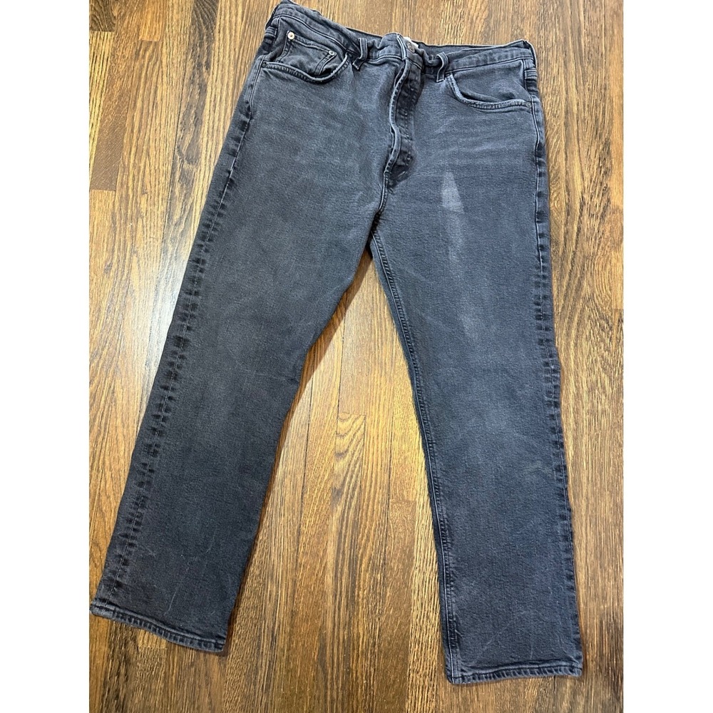 AGOLDE Riley Crop High Rise Straight Leg Jeans Faded Black A056-1286 Size 32